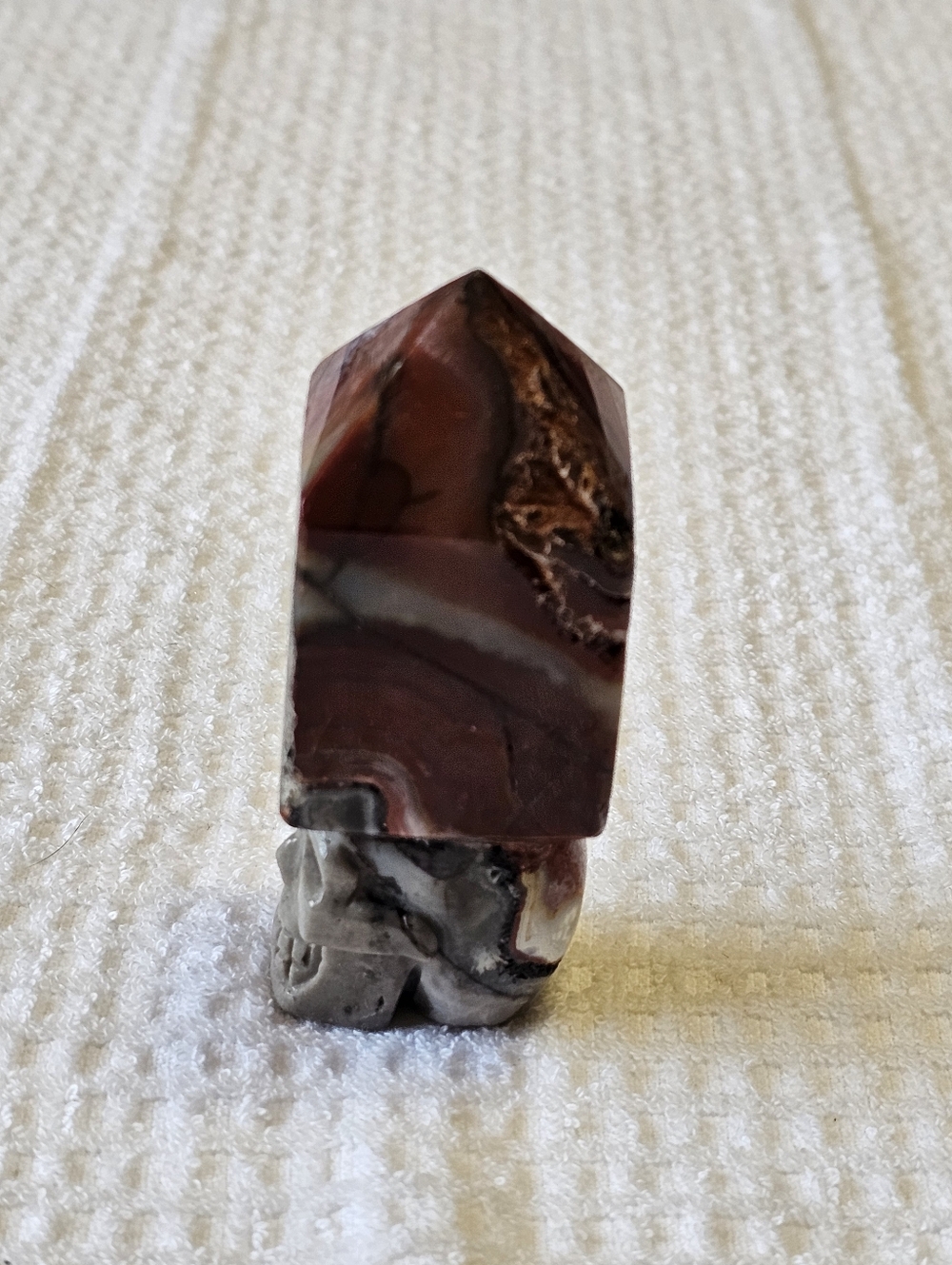 Natural Mexican Lace Agate Crystal Skull Tower - Picture 2 of 12